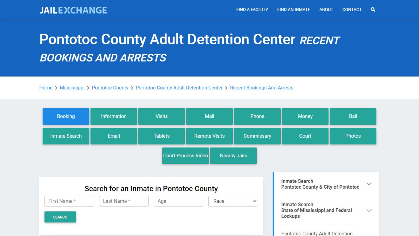 Pontotoc County Adult Detention Center MS Recent Arrests and Bookings