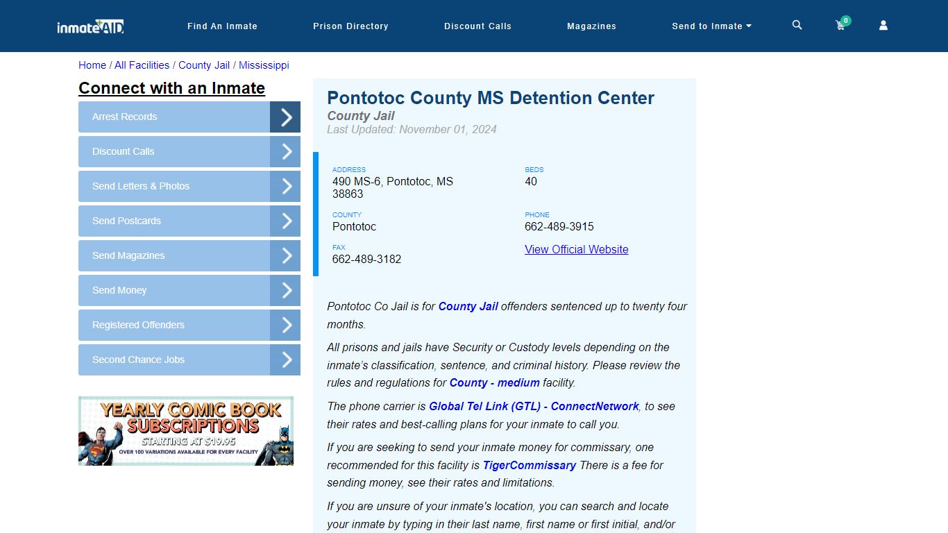 Pontotoc County MS Detention Center - Inmate Locator